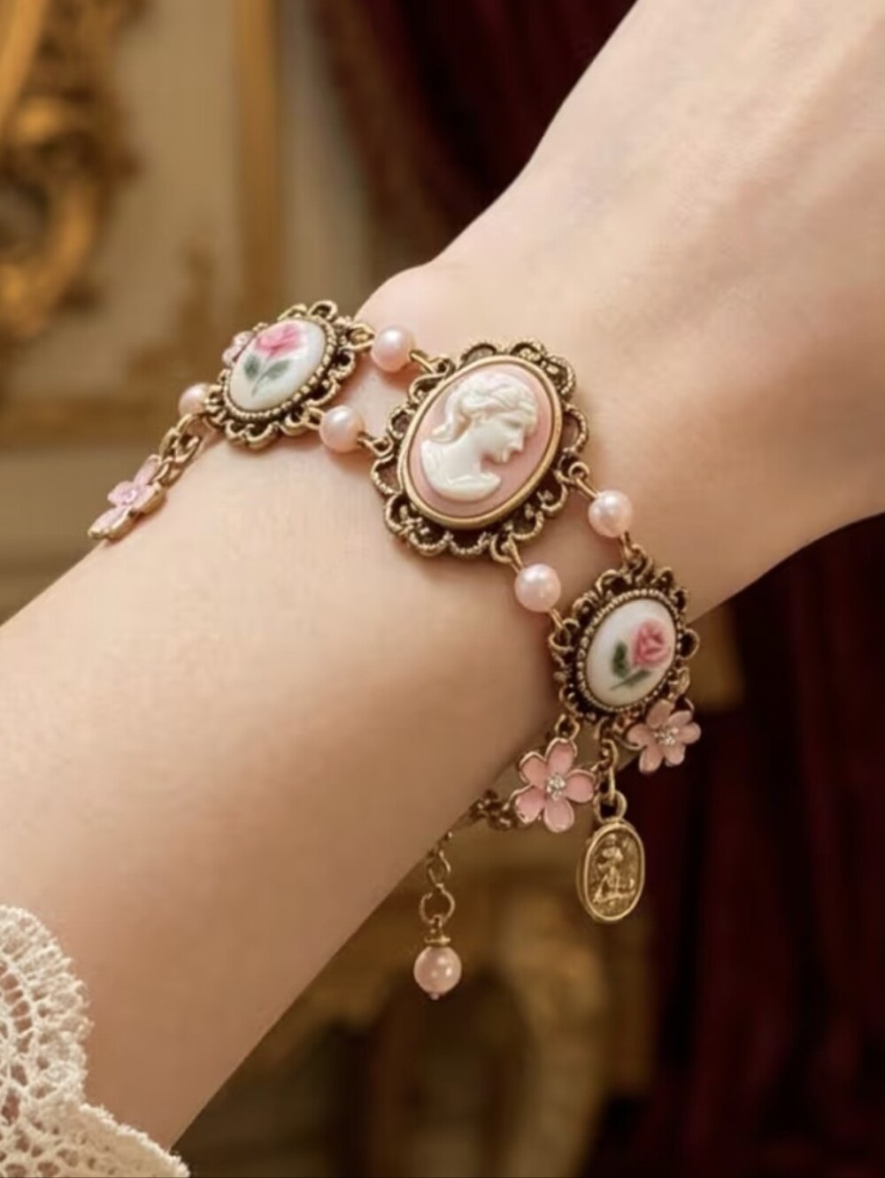 Retro Victorian Ancient Floral Rustic Bracelet